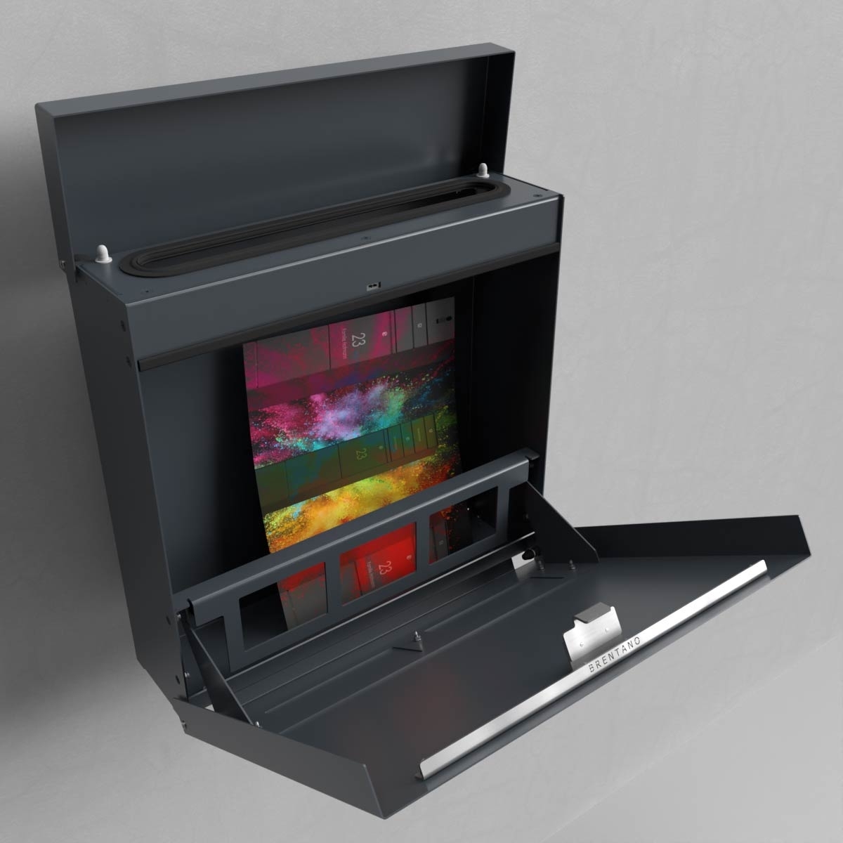 59badea6c6d986a679f7e4eb514c8cf0cab92c5c BRENTANO® design letterbox - BI-Color VA polished - RAL 7016 anthracite grey