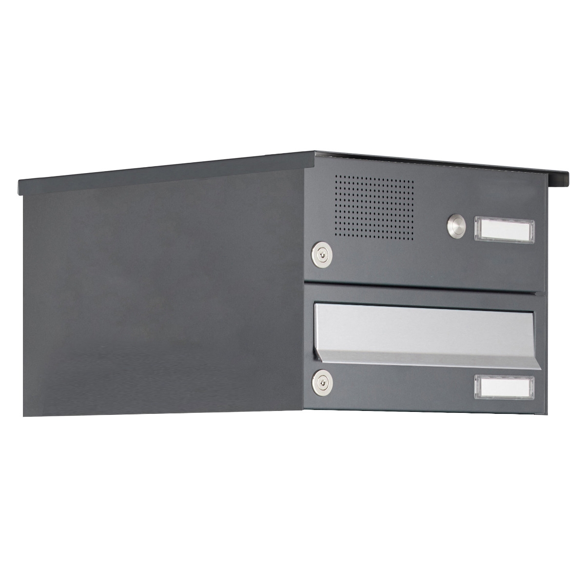 1er Aufputz Briefkastenanlage Design BASIC 385A AP mit Klingelkasten - Edelstahl-RAL 7016 anthrazitgrau 1er Aufputz Briefkastenanlage Design BASIC 385A AP mit Klingelkasten - Edelstahl-RAL 7016 anthrazitgrau