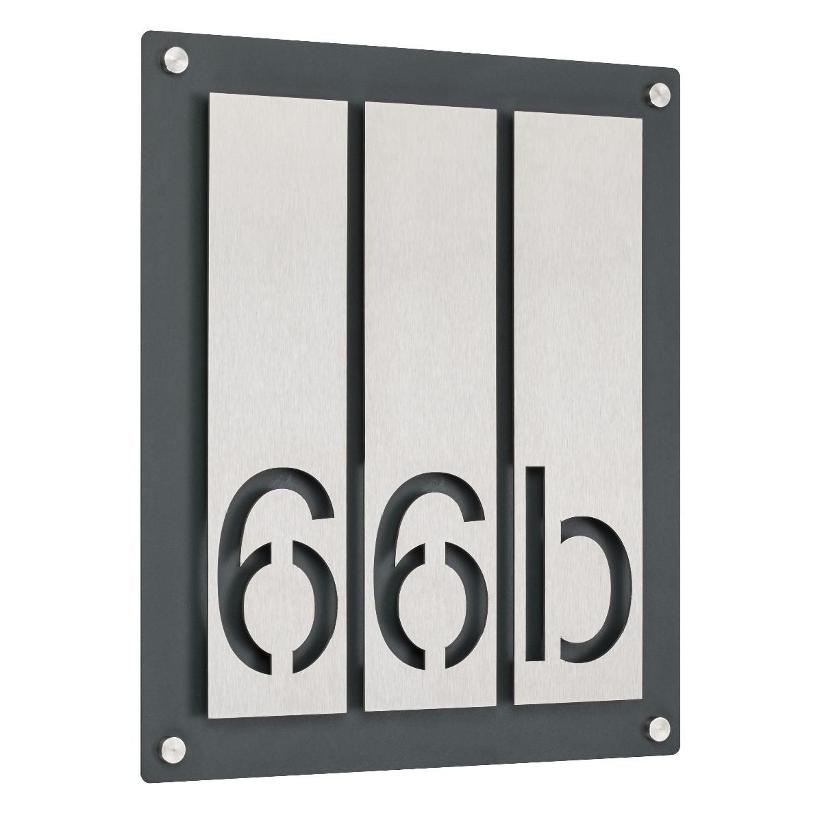 eaa94888b72dd3685efdf2f03ccb44d0c3a7fc9e Hausnummer PREMIUM Design 691 - Grundplatte RAL Farbe - Hausnummer Edelstahl - 3-stellig