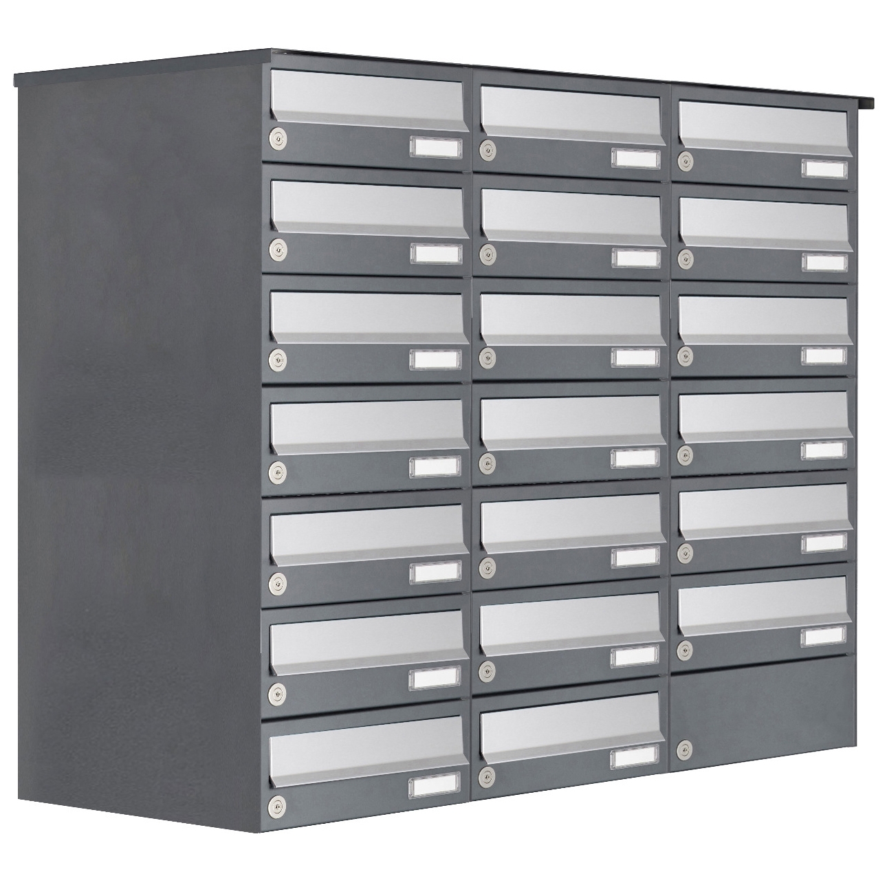 20er 7x3 Aufputz Briefkastenanlage Design BASIC 385A AP - Edelstahl-RAL 7016 anthrazit 20er 7x3 Aufputz Briefkastenanlage Design BASIC 385A AP - Edelstahl-RAL 7016 anthrazit