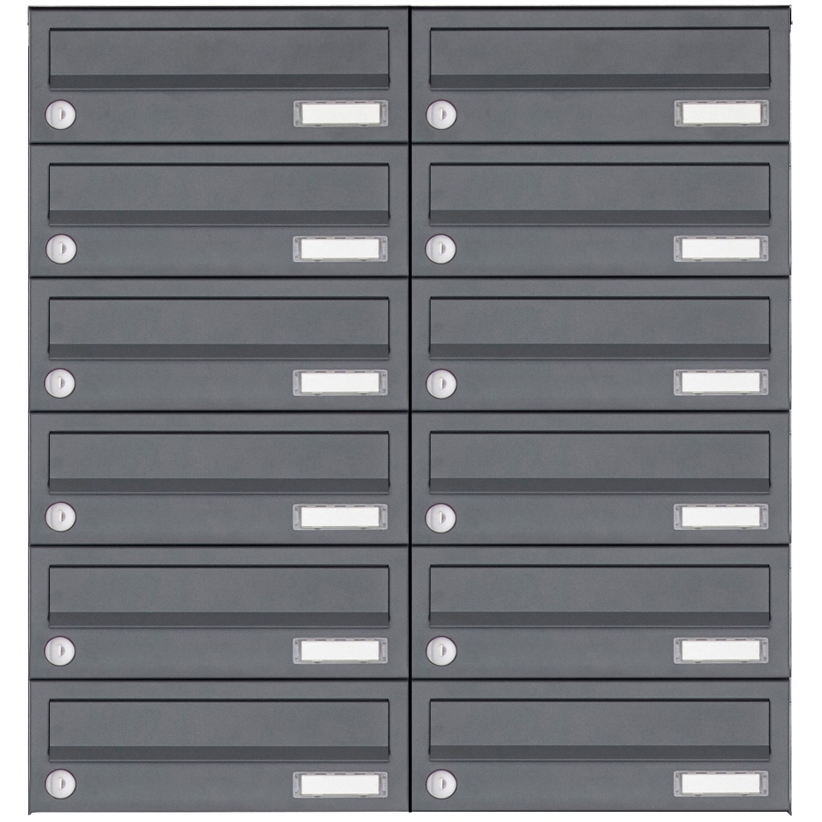 12er Edelstahl Aufputz Briefkastenanlage Design BASIC Plus 385XA AP - RAL nach Wahl
