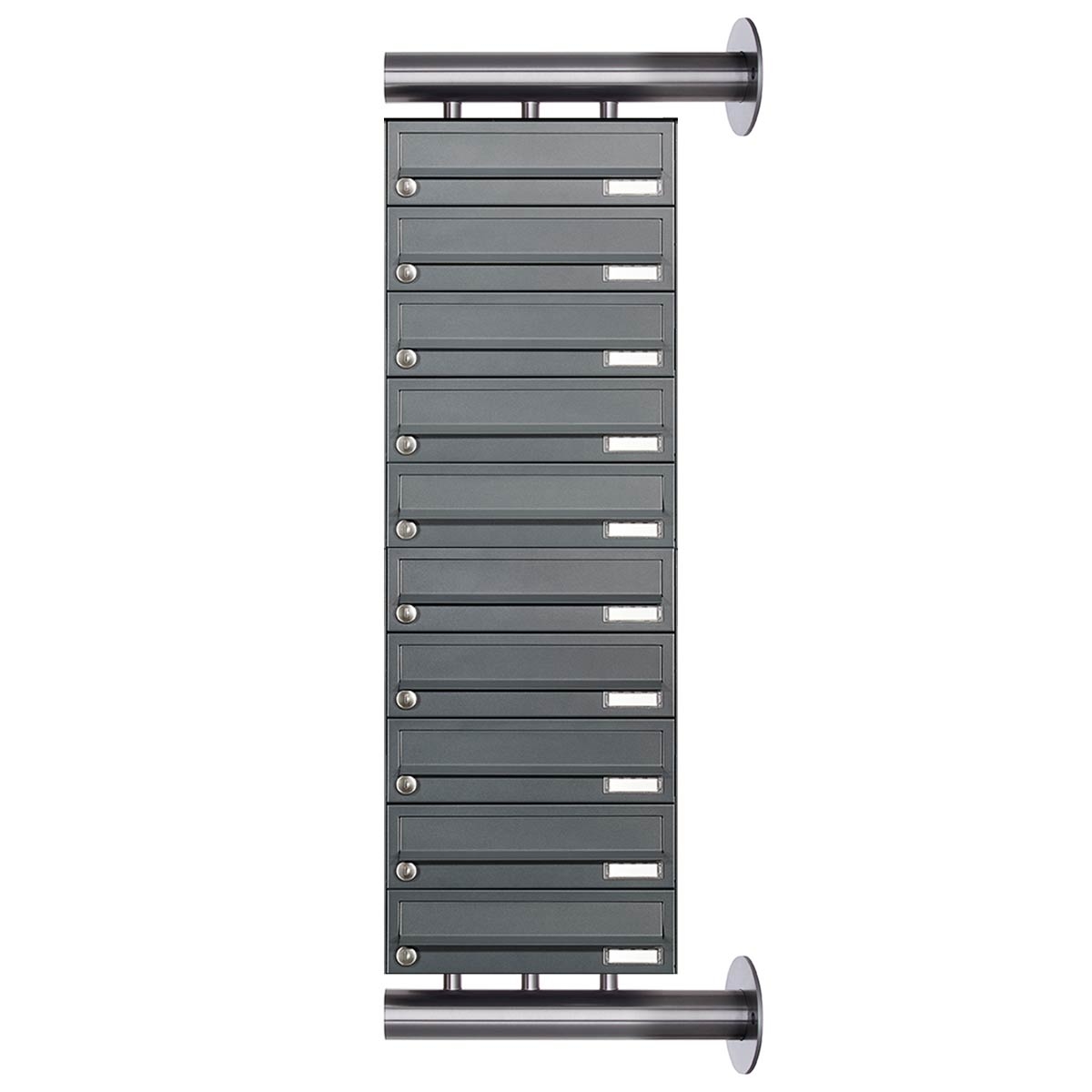 10-piece stainless steel letterbox system Design BASIC Plus 385XW for side wall mounting - RAL of your choice 10-piece stainless steel letterbox system Design BASIC Plus 385XW for side wall mounting - RAL of your choice
