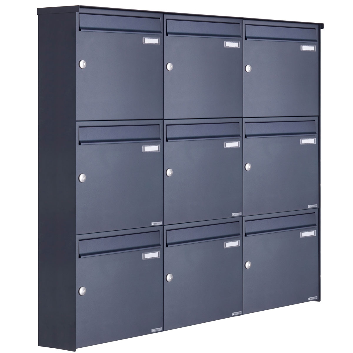 9er 3x3 Edelstahl Aufputz Briefkasten Design BASIC Plus 382XA AP - RAL nach Wahl