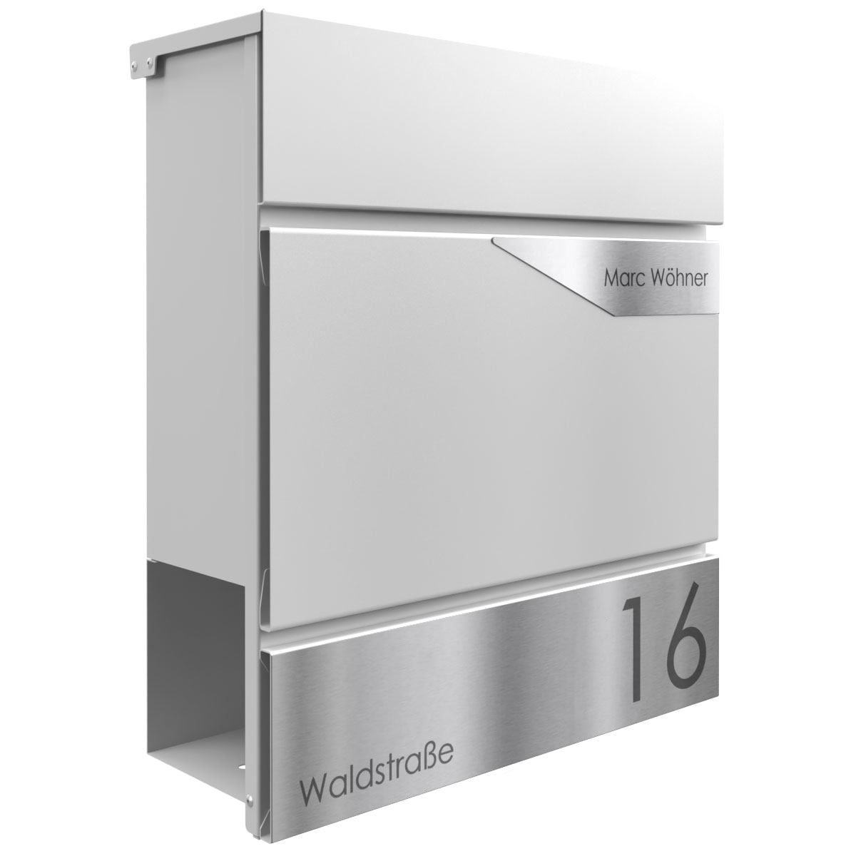 KANT letterbox with newspaper compartment - Avantgarde 1 design - RAL 9016 traffic white KANT letterbox with newspaper compartment - Avantgarde 1 design - RAL 9016 traffic white