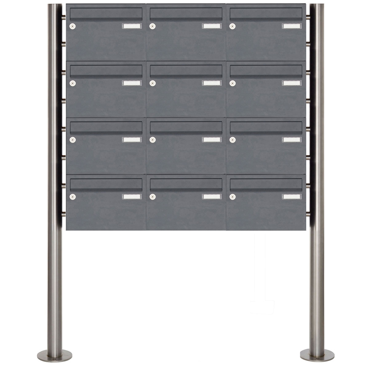12er Edelstahl Standbriefkasten Design BASIC Plus 385X ST-R - 220mm - RAL nach Wahl 12er Edelstahl Standbriefkasten Design BASIC Plus 385X ST-R - 220mm - RAL nach Wahl