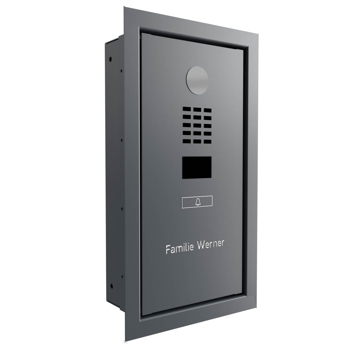 Design flush-mounted door station GOETHE UP with DoorBird video intercom - RAL of your choice Design flush-mounted door station GOETHE UP with DoorBird video intercom - RAL of your choice