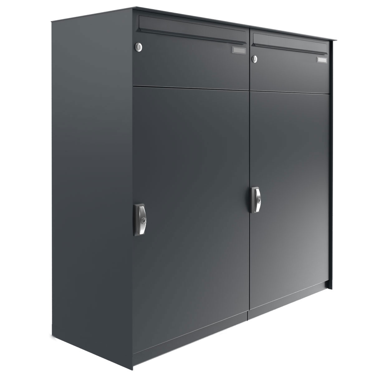 2-piece XXL parcel locker system BASIC Plus 863X STL with parcel locker 550x770 and letterbox 550x220 - colour of your choice