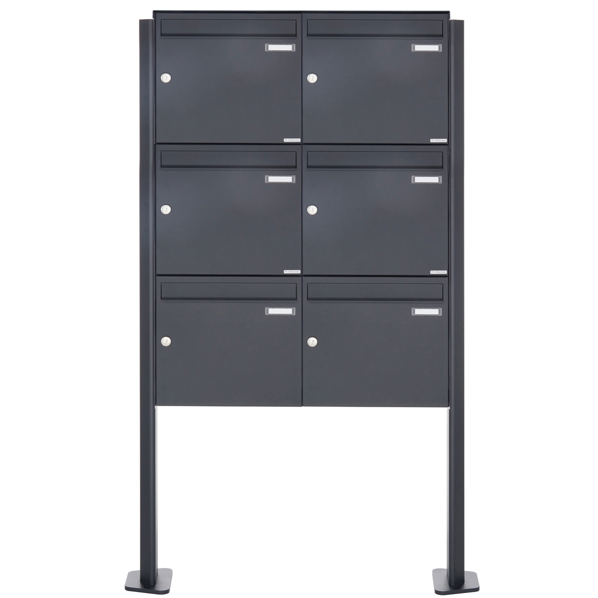 6er 2x3 Edelstahl Standbriefkasten Design BASIC Plus 380X ST-T - RAL nach Wahl 6er 2x3 Edelstahl Standbriefkasten Design BASIC Plus 380X ST-T - RAL nach Wahl