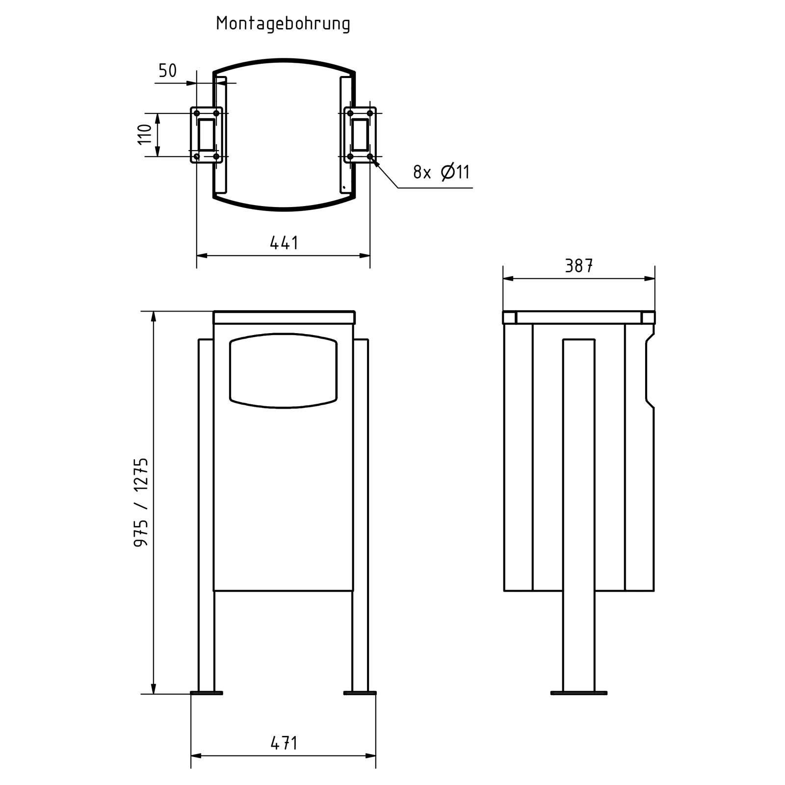 f91b5583e64ddcb2012cd9519f2062ea1c9cca00 Stainless steel waste bin - Waste bin design BASIC 650X ST-BP - 45 litres - RAL of your choice