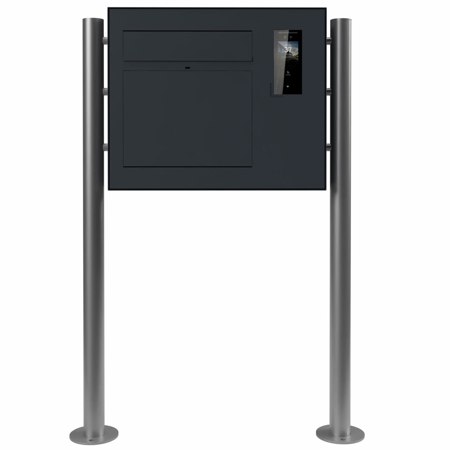Design Standbriefkasten GRIMM - Farbe nach Wahl mit Ekinex Dico IP-Videosprechanlage rechts