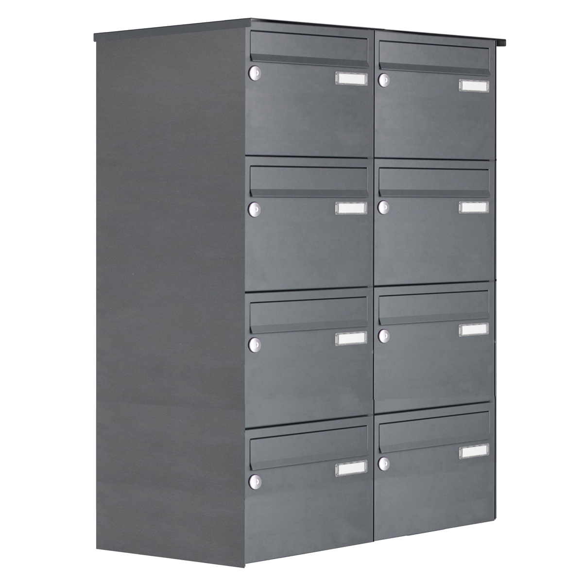 8er Edelstahl Aufputz Briefkastenanlage Design BASIC Plus 385 XA 220 - RAL nach Wahl