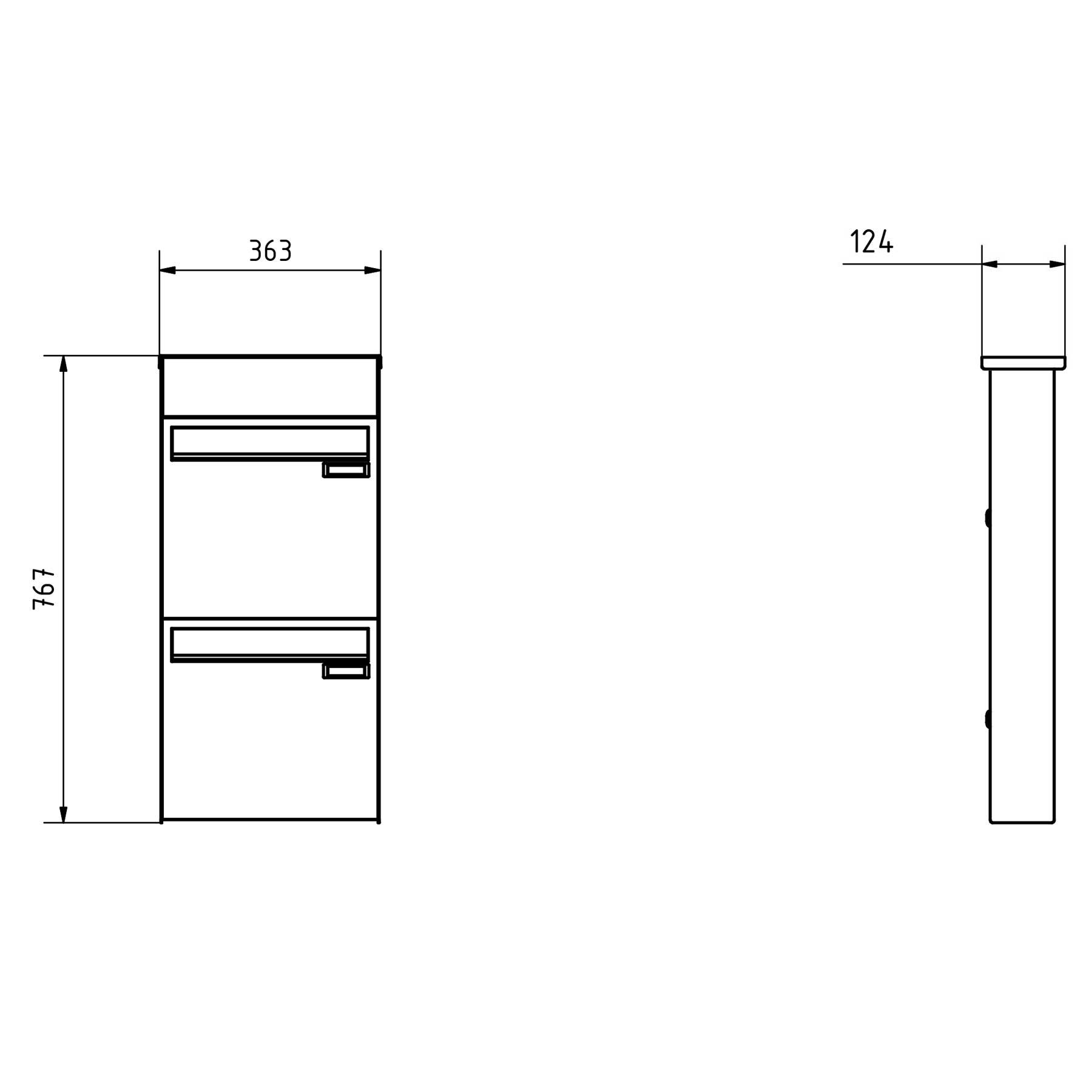 2 x 1 stainless steel fence letterbox BASIC Plus 382XZ with bell box - RAL of your choice - removal from the rear