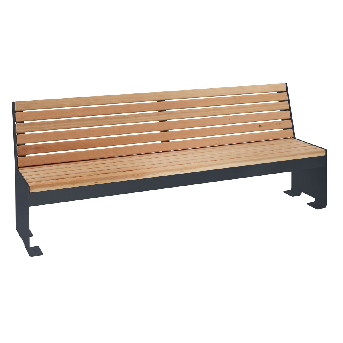 Panca design NOVALIS con schienale - acciaio inox verniciato a polvere - abete di Douglas oliato