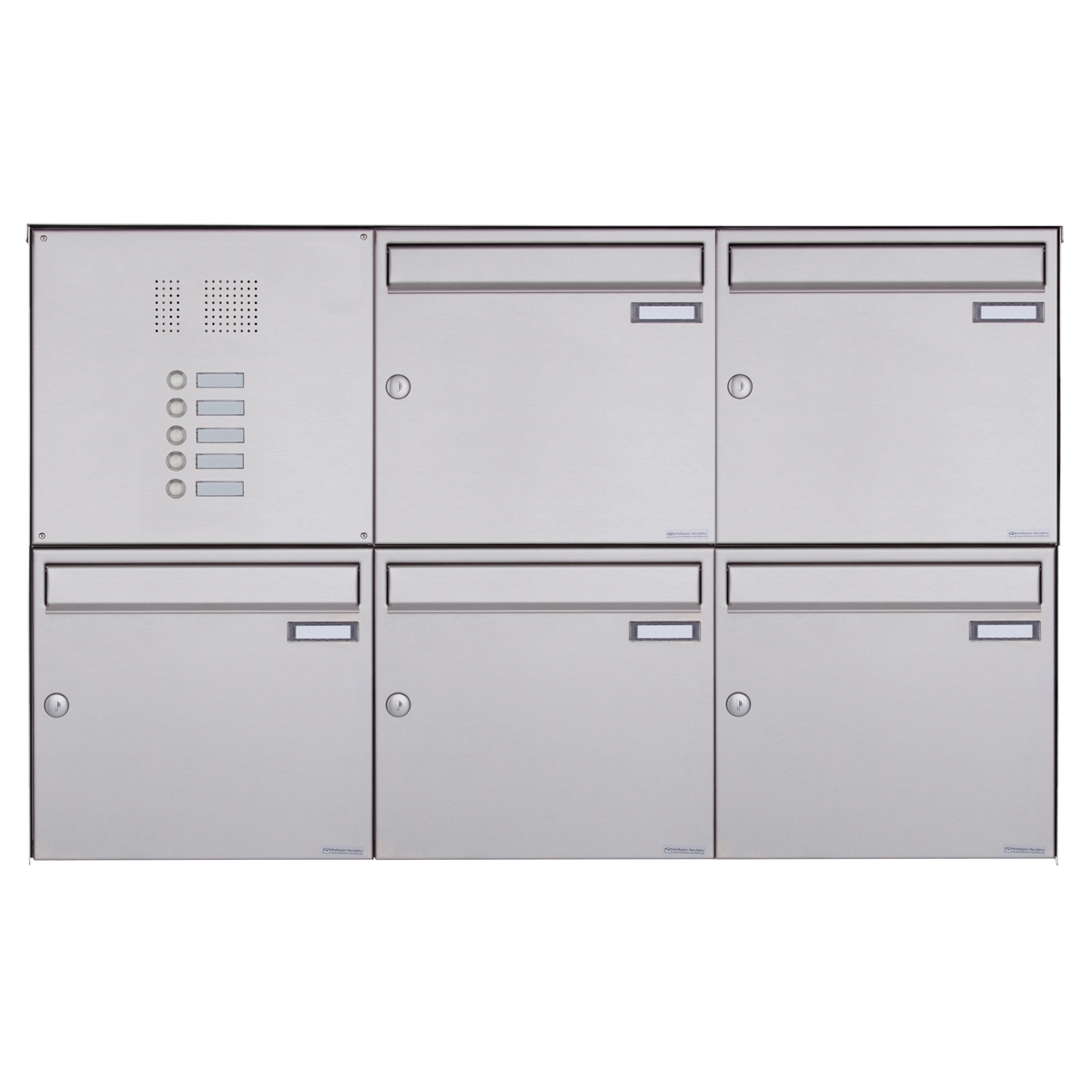 5-piece stainless steel surface-mounted letterbox design BASIC Plus 382XA AP with bell box - stainless steel V2A