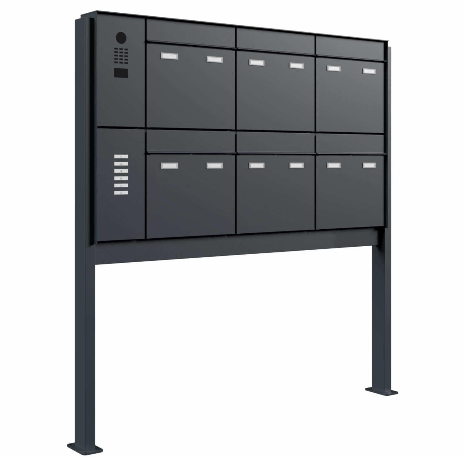 6-częściowa podłogowa skrzynka na listy GOETHE ST-Q lewa z wideodomofonem DoorBird - RAL do wyboru