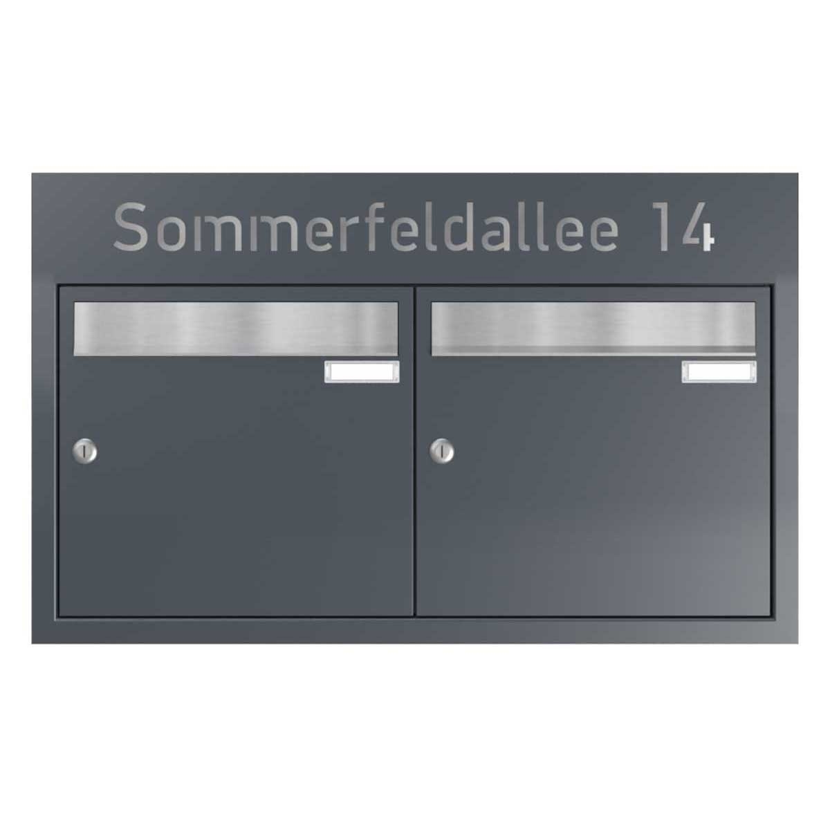 2er 2x1 Unterputz Briefkastenanlage BASIC - Edition NELLY - BI-Color VA-RAL 7016 anthrazitgrau 2er 2x1 Unterputz Briefkastenanlage BASIC - Edition NELLY - BI-Color VA-RAL 7016 anthrazitgrau