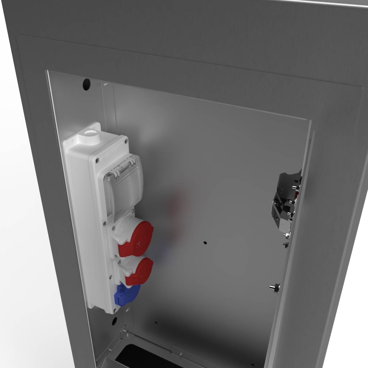Energy profile GRIMM 605 BIG with distribution box closed - SCHUKO - CEE - polished stainless steel Energy profile GRIMM 605 BIG with distribution box closed - SCHUKO - CEE - polished stainless steel