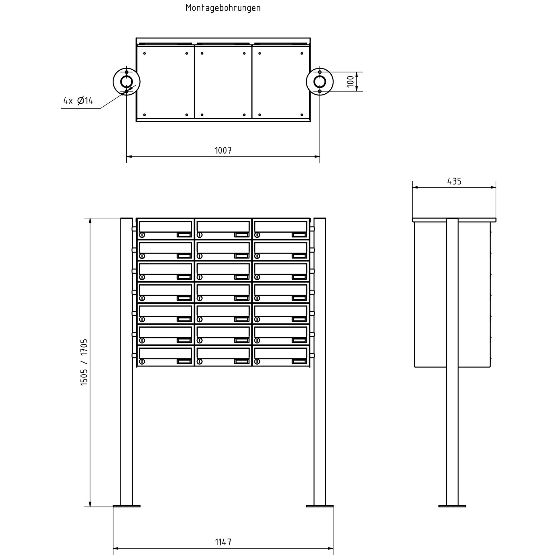 21er Briefkastenanlage freistehend Design BASIC 385-VA ST-R - Edelstahl V2A, geschliffen 21er Briefkastenanlage freistehend Design BASIC 385-VA ST-R - Edelstahl V2A, geschliffen