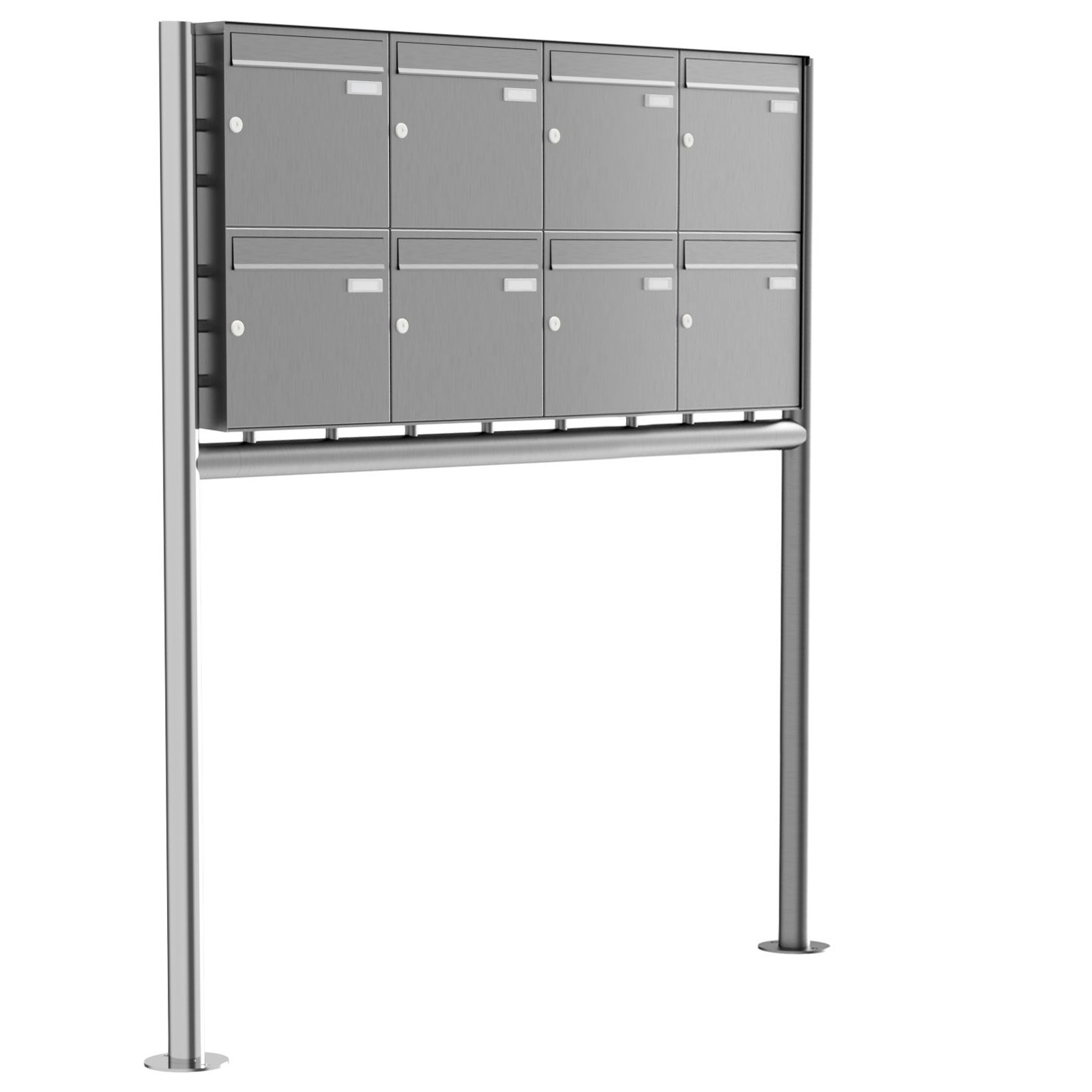 8er 2x4 stainless steel letterbox Design BASIC Plus 381X ST-R - stainless steel V2A polished