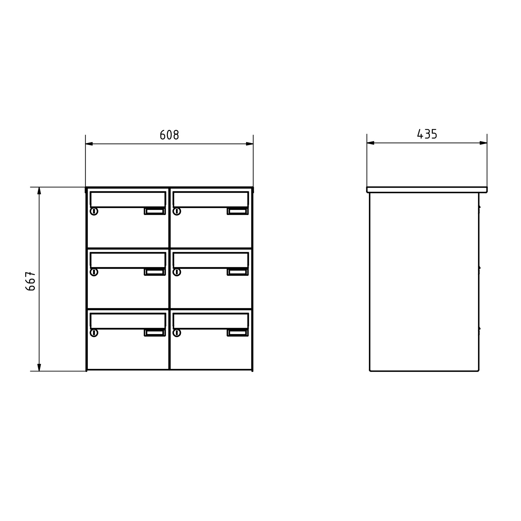 Sistema di cassette postali a 6 colonne Design BASIC 385 A 220 Verticale - Grigio antracite RAL 7016