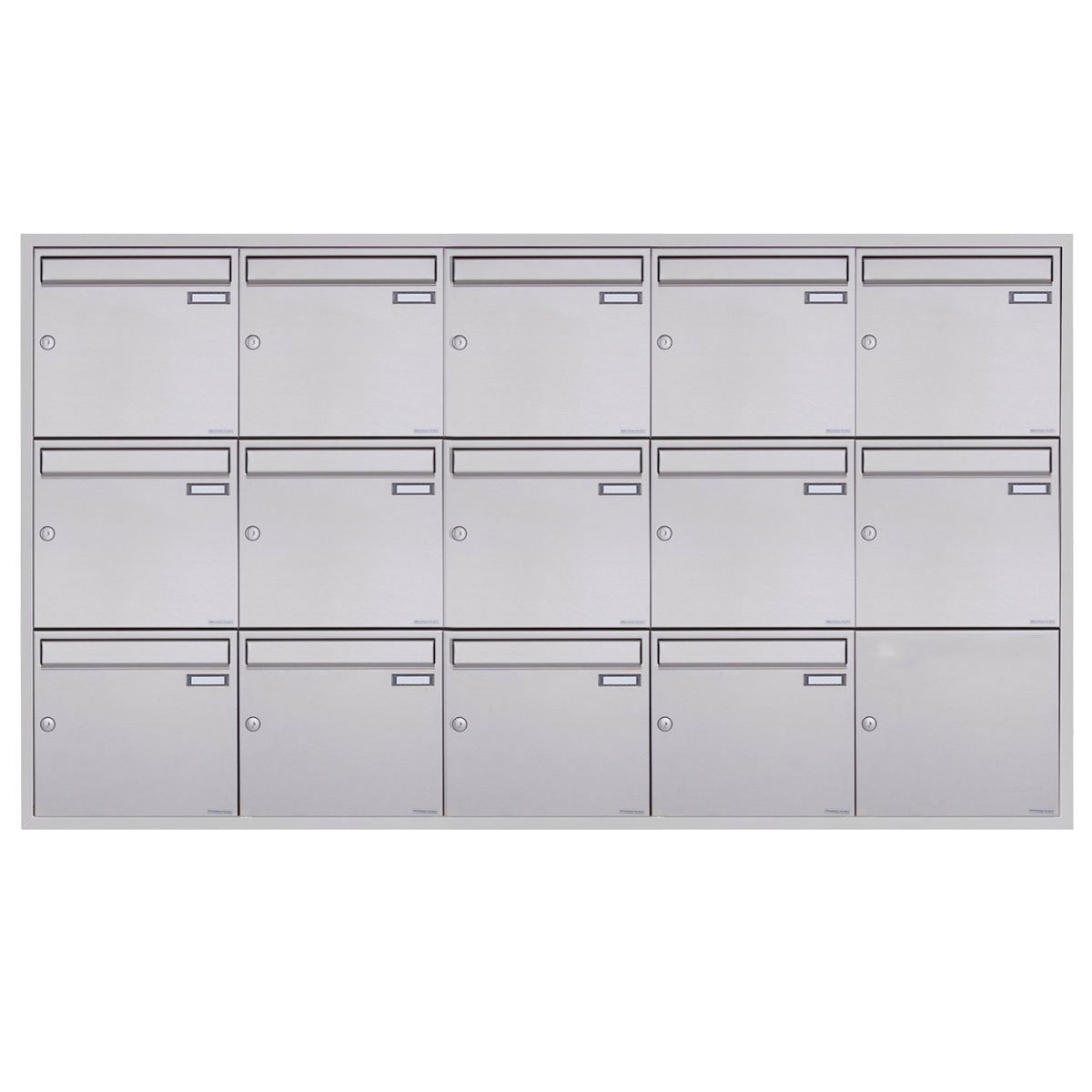 14er 5x3 Edelstahl Unterputz Briefkastenanlage BASIC Plus 382XU UP - Edelstahl geschliffen - 14 Parteien