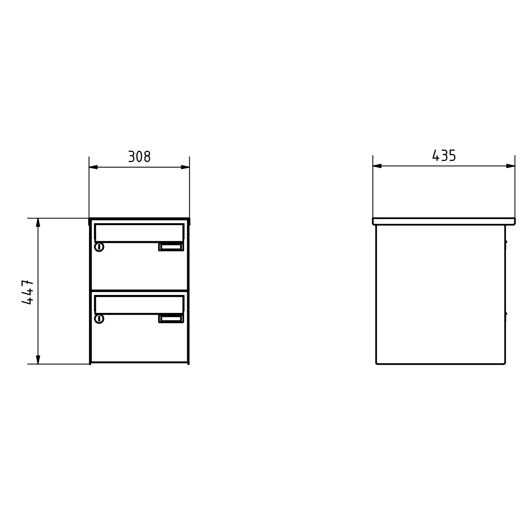 2er Edelstahl Aufputz Briefkastenanlage Design BASIC Plus 385 XA 220 - RAL nach Wahl