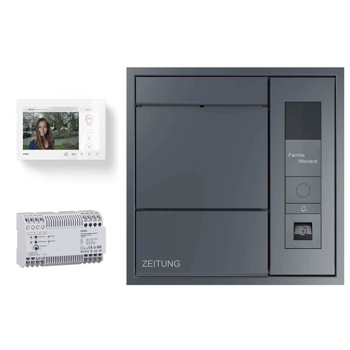 Design Unterputz Briefkasten GOETHE UP seitlich mit Zeitungsfach - RAL nach Wahl - GIRA System 106 Keyless In - VIDEO Komplettset Design Unterputz Briefkasten GOETHE UP seitlich mit Zeitungsfach - RAL nach Wahl - GIRA System 106 Keyless In - VIDEO Komplettset