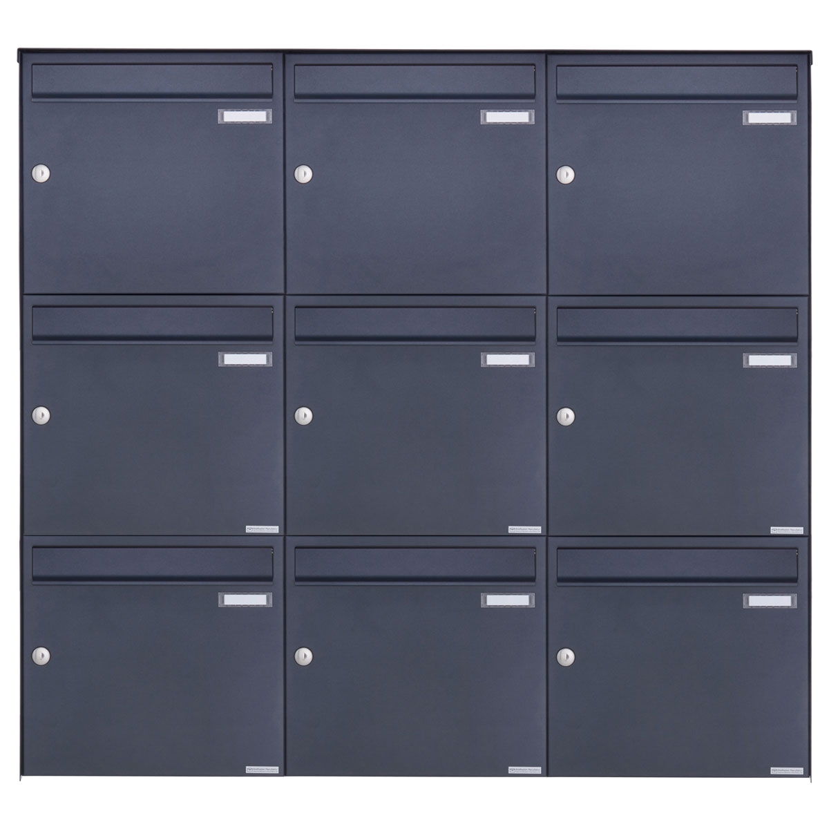 9er 3x3 Edelstahl Aufputz Briefkasten Design BASIC Plus 382XA AP - RAL nach Wahl 9er 3x3 Edelstahl Aufputz Briefkasten Design BASIC Plus 382XA AP - RAL nach Wahl