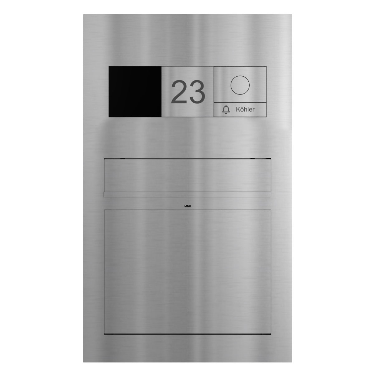 Design letterbox pedestal GRIMM - polished stainless steel - GIRA System 106 - 3-gang prepared