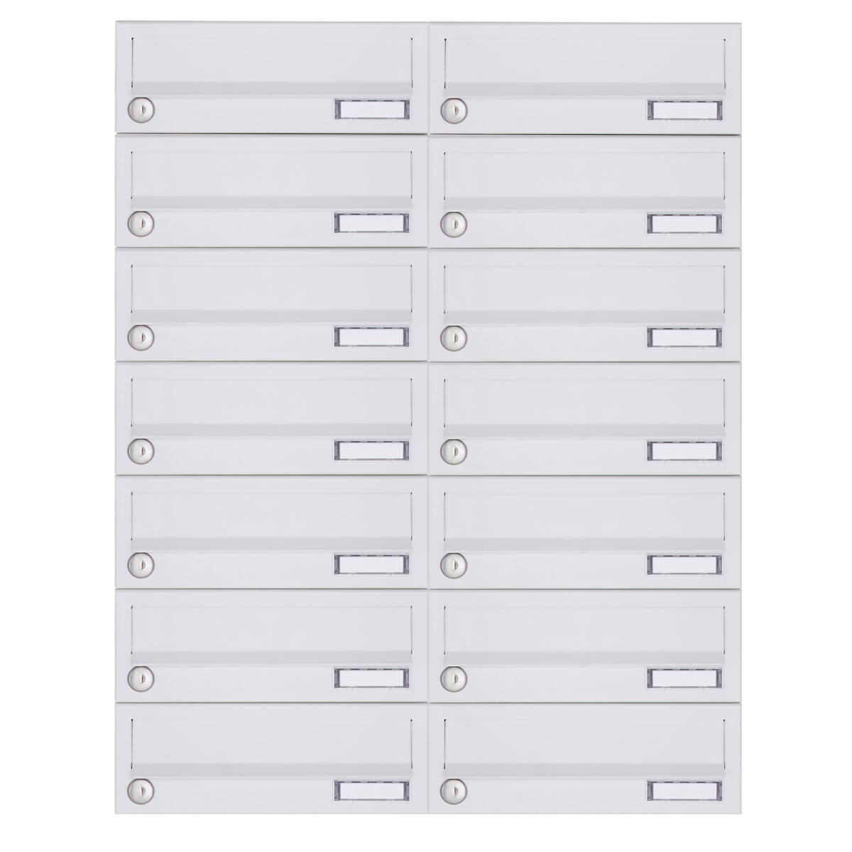 14er 7x2 Aufputz Briefkastenanlage Design BASIC 385A-9016 AP - RAL 9016 verkehrsweiß