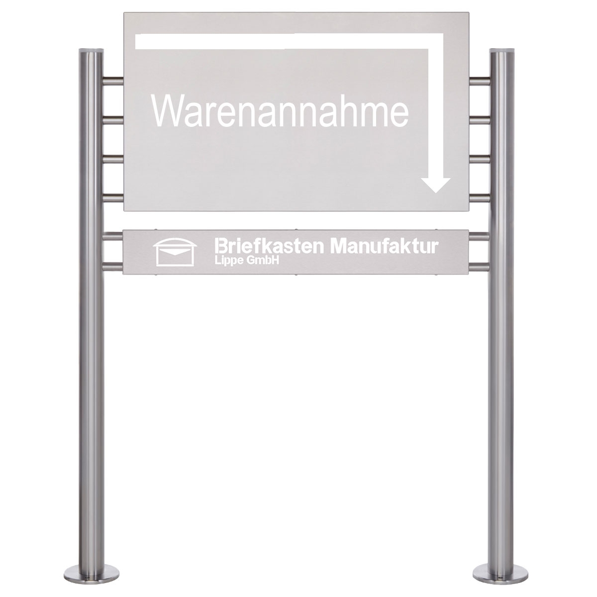 Znak wolnostojący BASIC 390ES - Blacha ze stali nierdzewnej 800x457 jednostronna - Skrzynka oświetleniowa 800x100x50