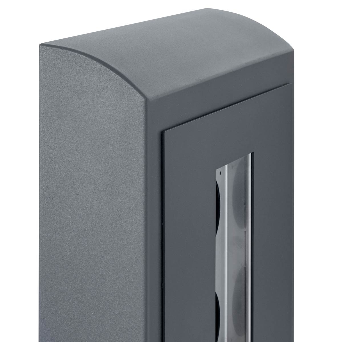 Edelstahl Briefkastensäule Designer Modell - Runddach - RAL 7016 anthrazitgrau - GIRA System 106 - 2-fach vorbereitet Edelstahl Briefkastensäule Designer Modell - Runddach - RAL 7016 anthrazitgrau - GIRA System 106 - 2-fach vorbereitet