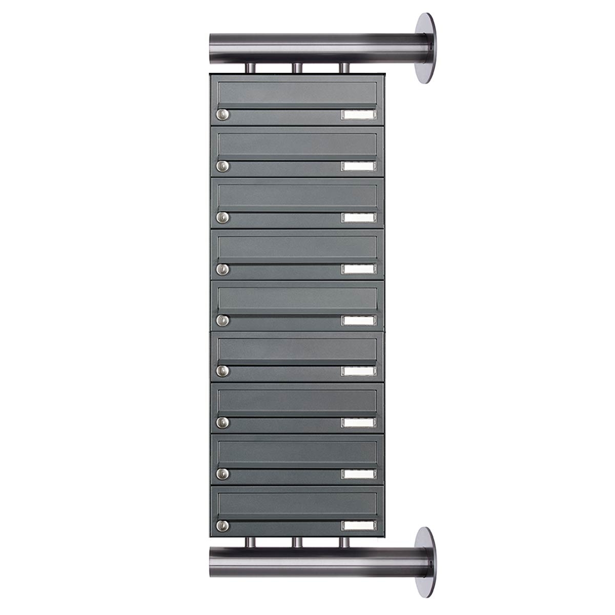 Sistema di cassette per le lettere a 9 punti in acciaio inox Design BASIC Plus 385XW per il montaggio laterale a parete - RAL a scelta
