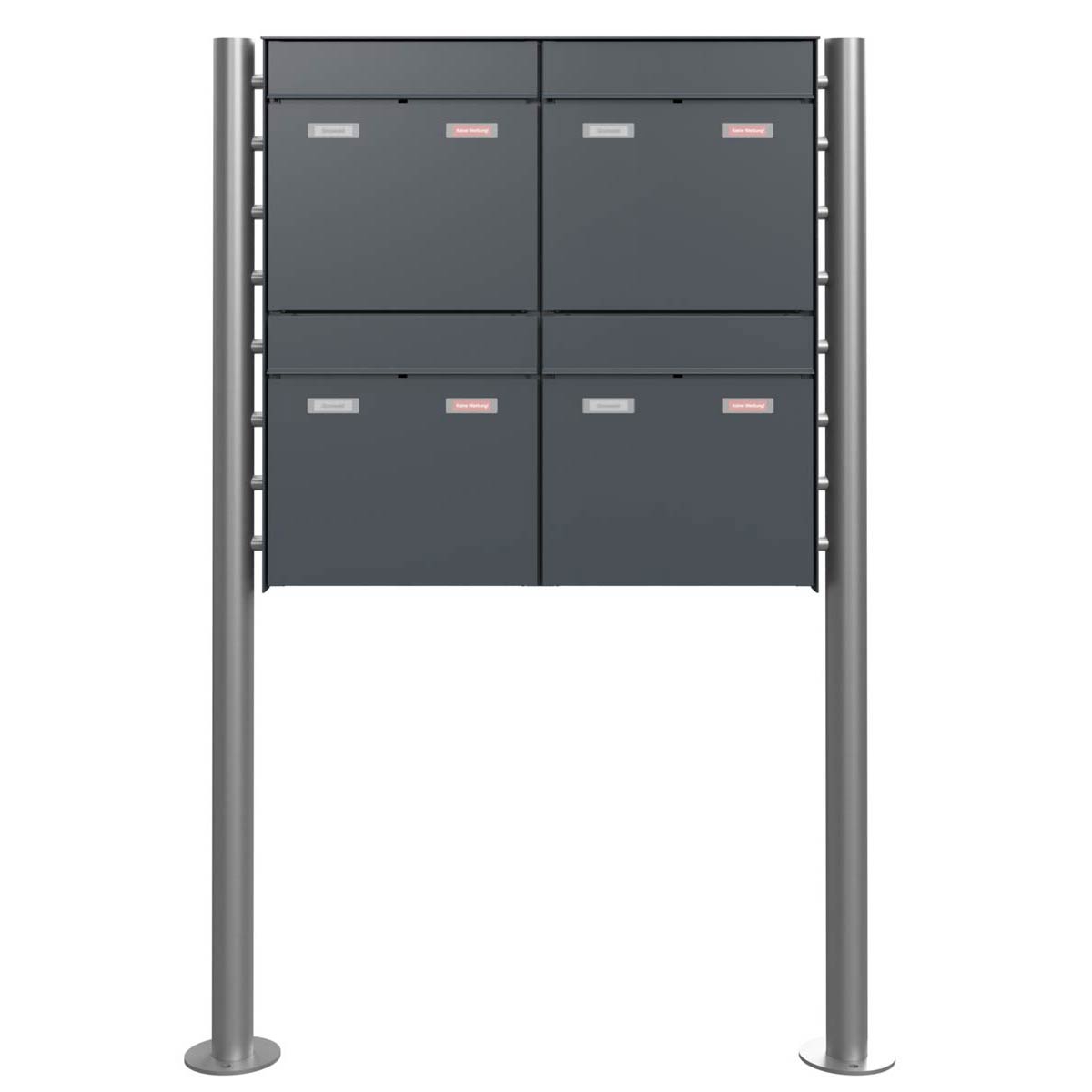 4er 2x2 Design Standbriefkasten GOETHE ST-R - RAL nach Wahl 4er 2x2 Design Standbriefkasten GOETHE ST-R - RAL nach Wahl
