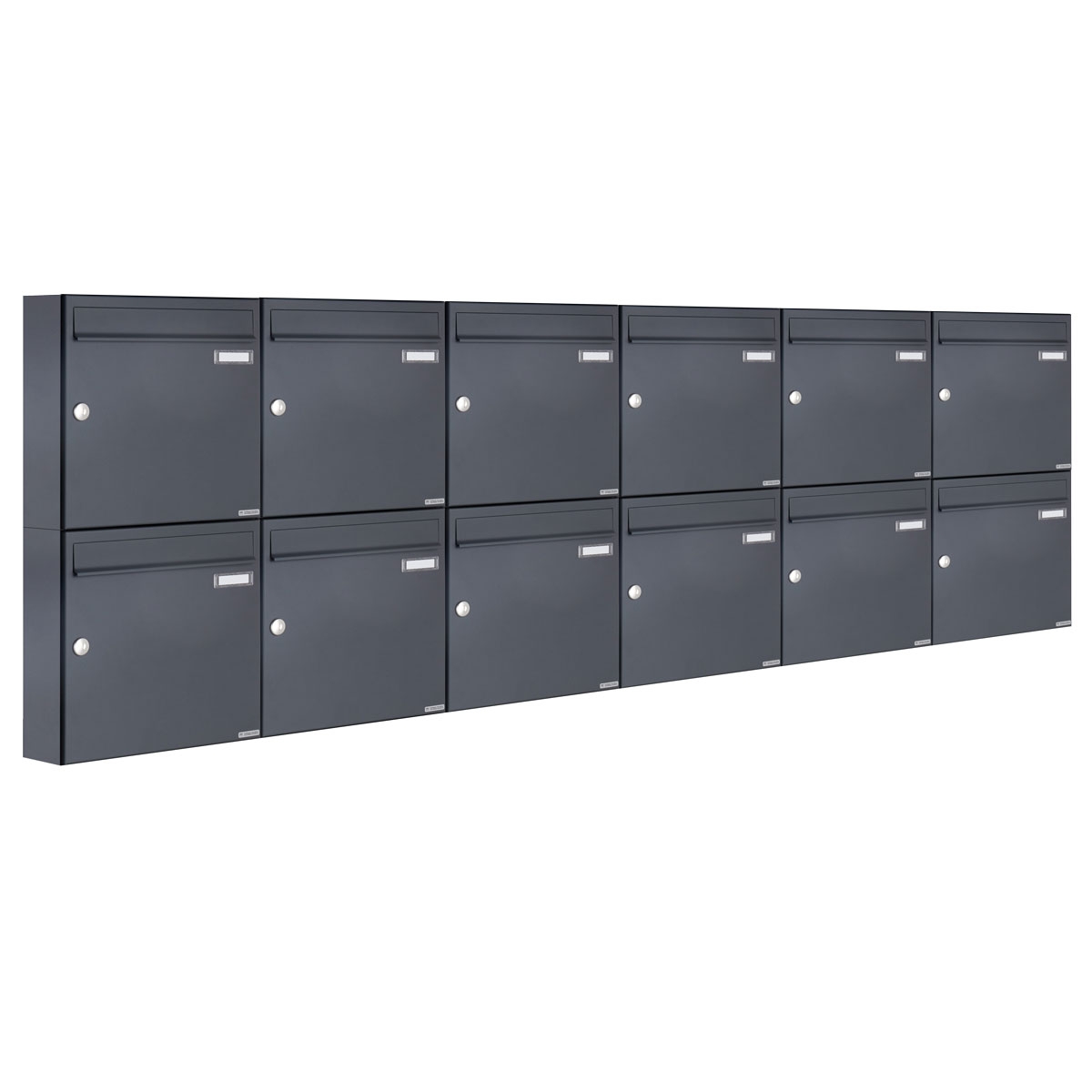 12er 6x2 Aufputz Briefkasten Design BASIC 382A AP - RAL 7016 anthrazitgrau