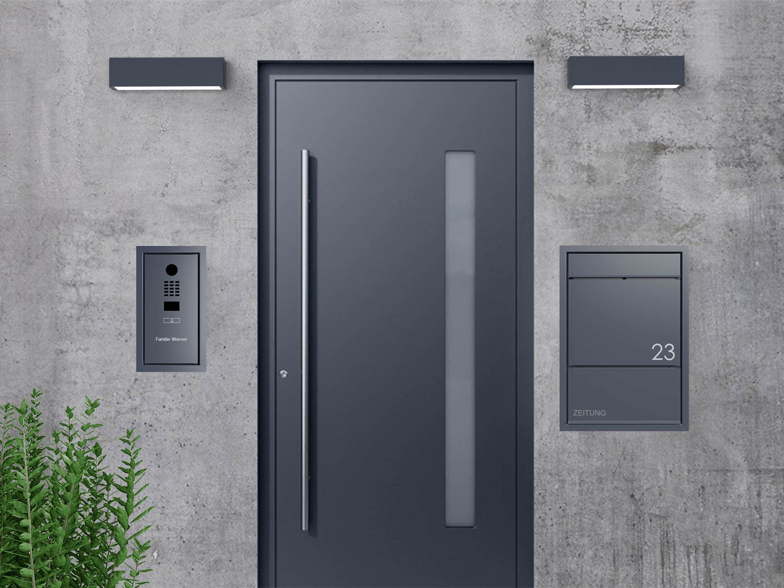 Design flush-mounted door station GOETHE UP with DoorBird video intercom - RAL of your choice Design flush-mounted door station GOETHE UP with DoorBird video intercom - RAL of your choice