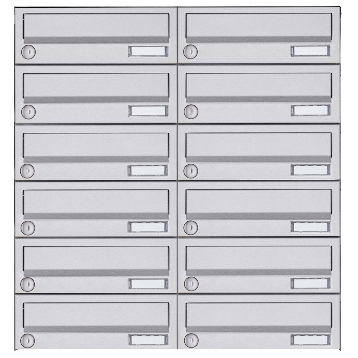 12er 6x2 Aufputz Briefkastenanlage Design BASIC 385A- VA AP - Edelstahl V2A, geschliffen