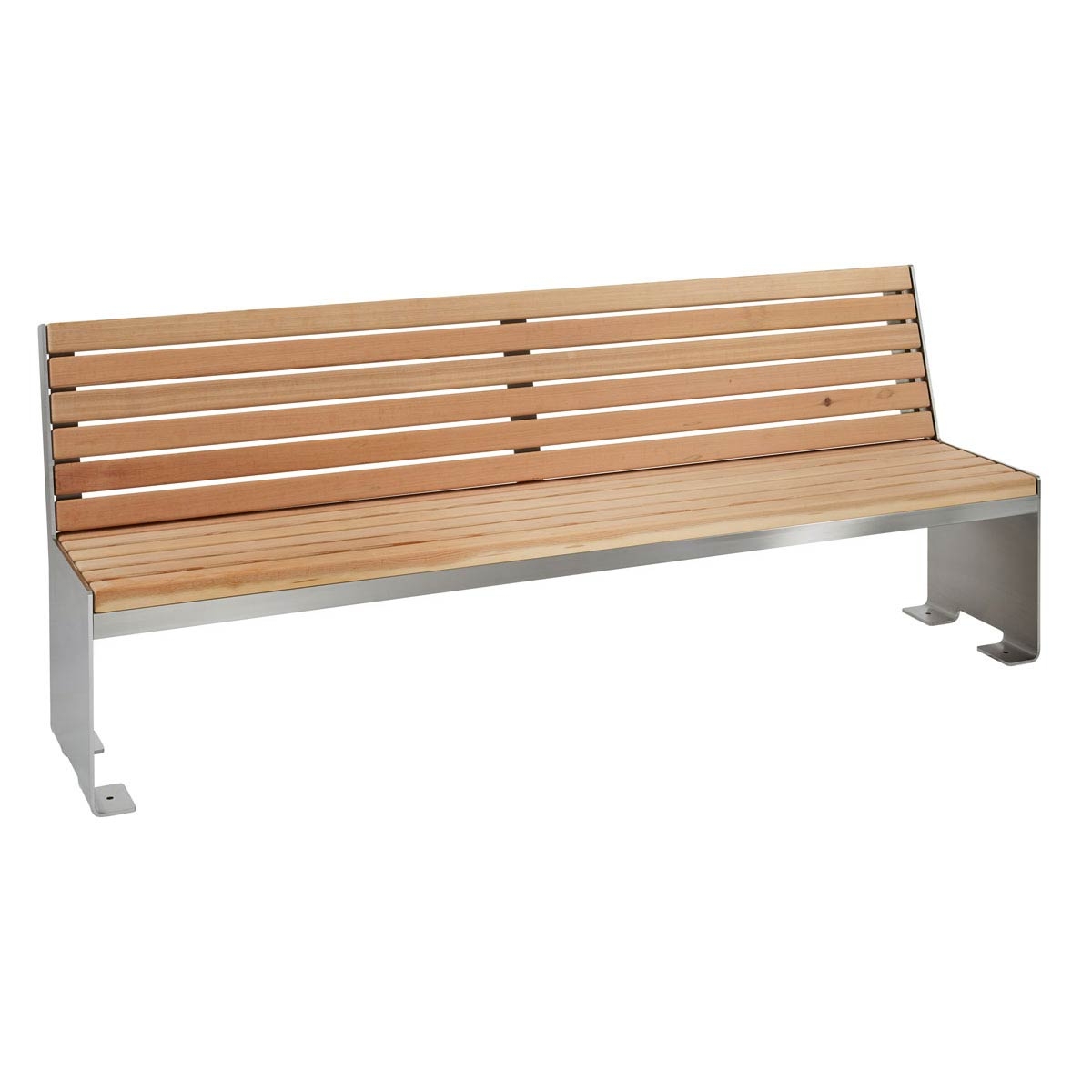 Design Sitzbank NOVALIS mit Rückenlehne - Edelstahl geschliffen -  Douglasie geölt Design Sitzbank NOVALIS mit Rückenlehne - Edelstahl geschliffen -  Douglasie geölt