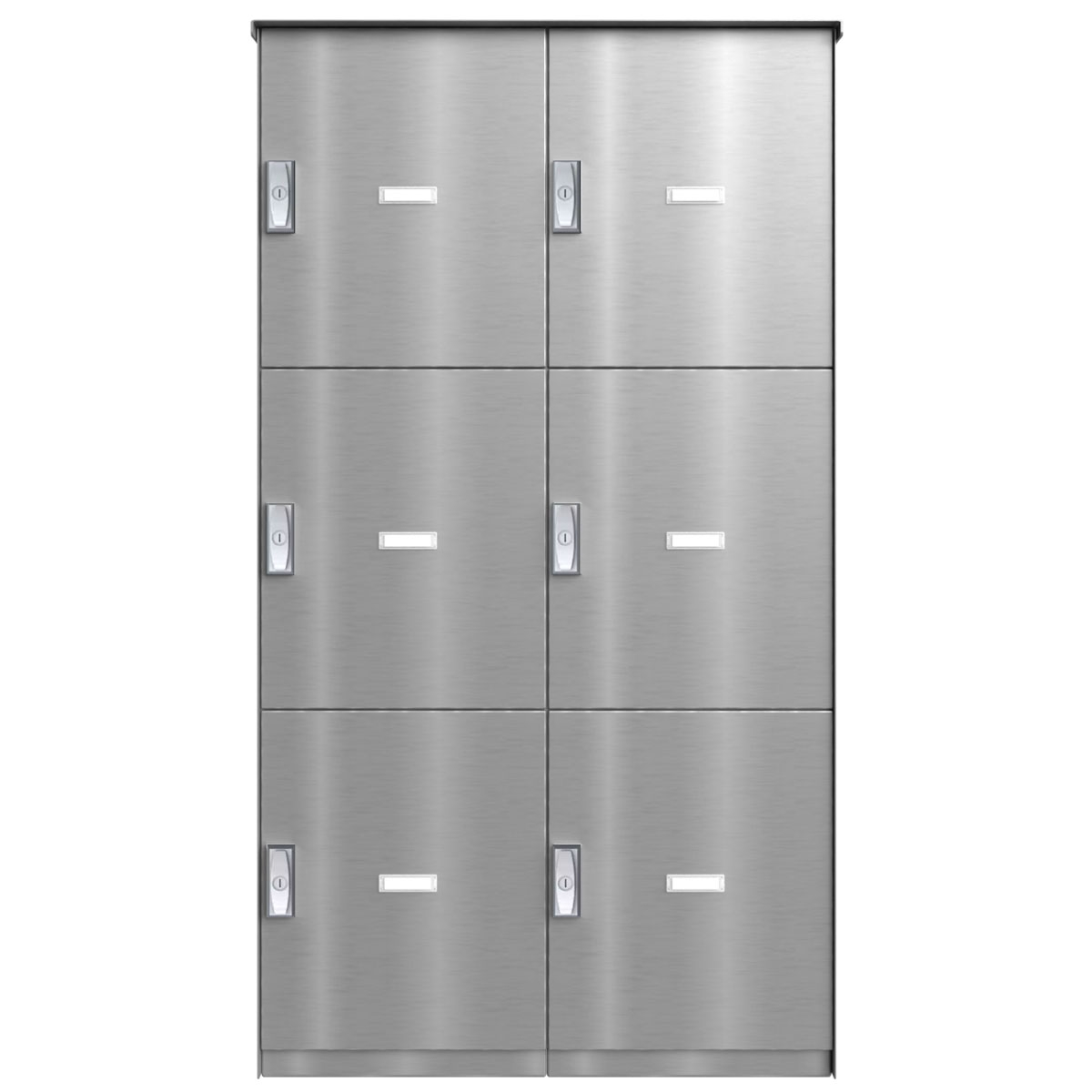 6er 2x3 parcel compartment system BASIC Plus 863X STL with parcel compartment 440x370 - polished stainless steel