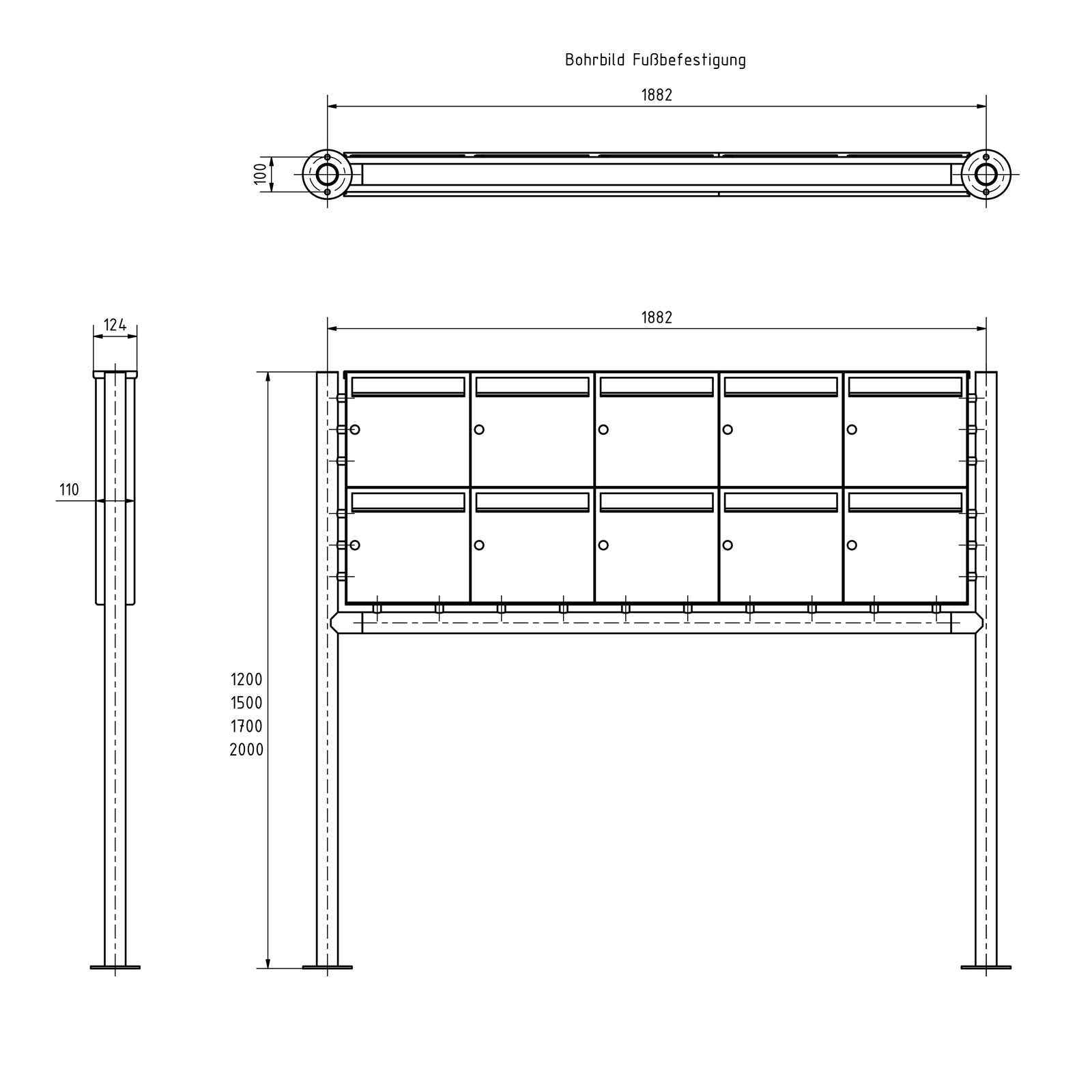 10er 2x5 stainless steel letterbox Design BASIC Plus 381X ST-R - stainless steel V2A polished 10er 2x5 stainless steel letterbox Design BASIC Plus 381X ST-R - stainless steel V2A polished