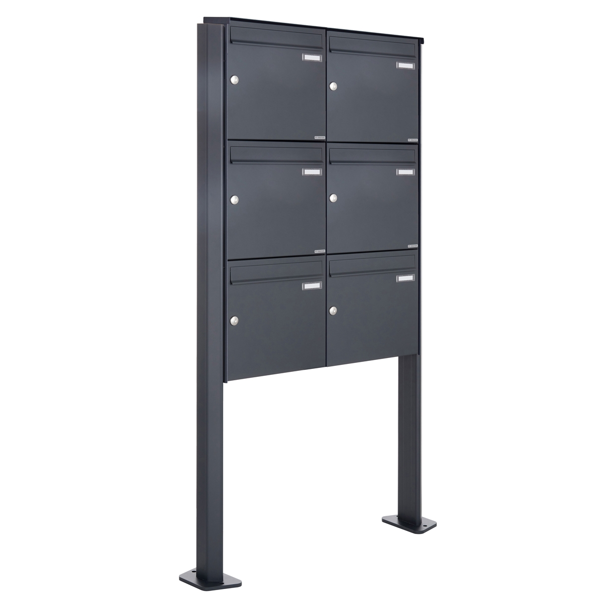 6er 2x3 Edelstahl Standbriefkasten Design BASIC Plus 380X ST-T - RAL nach Wahl 6er 2x3 Edelstahl Standbriefkasten Design BASIC Plus 380X ST-T - RAL nach Wahl