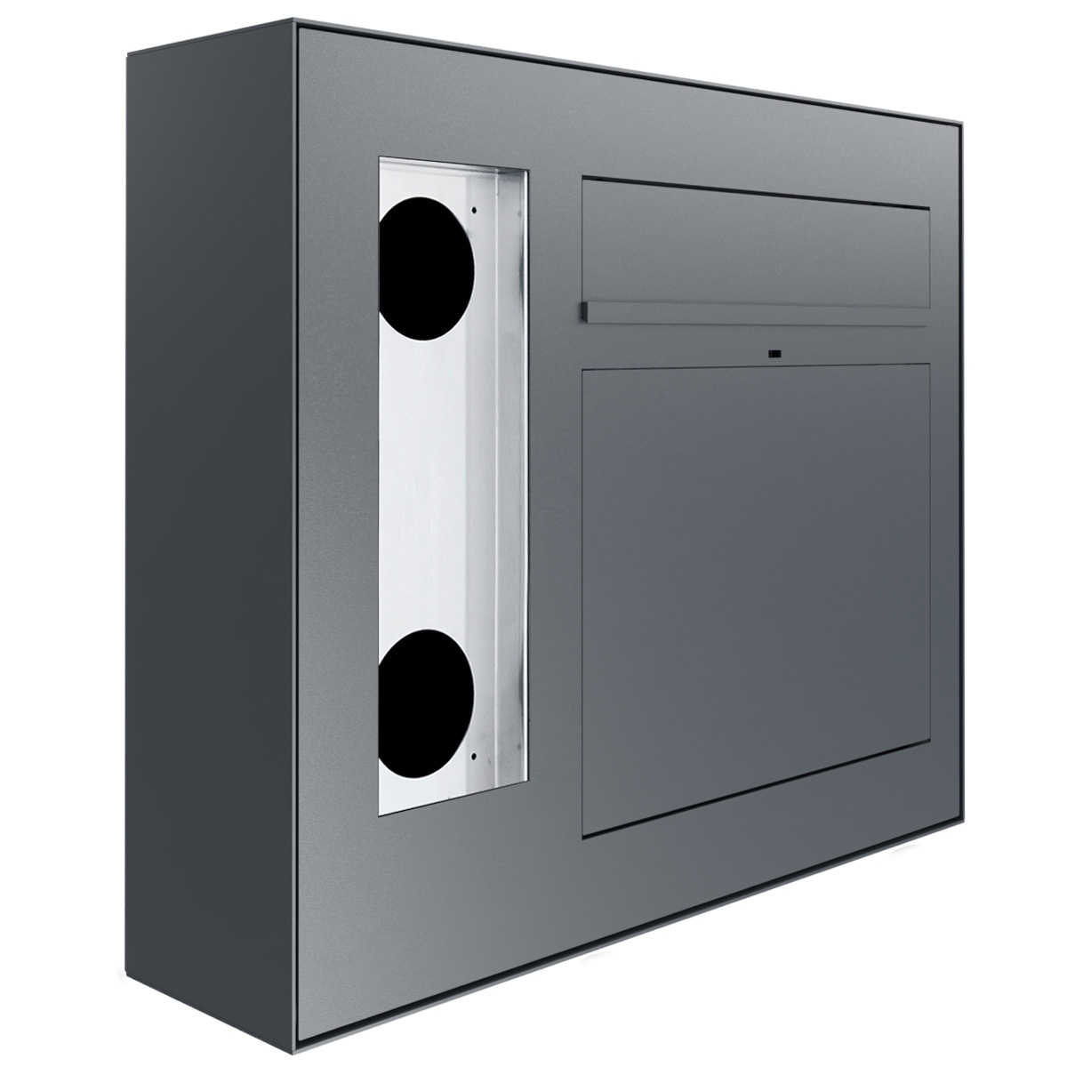 Design Aufputz Briefkasten GRIMM - Farbe nach Wahl - GIRA System 106 - 3-fach vorbereitet links