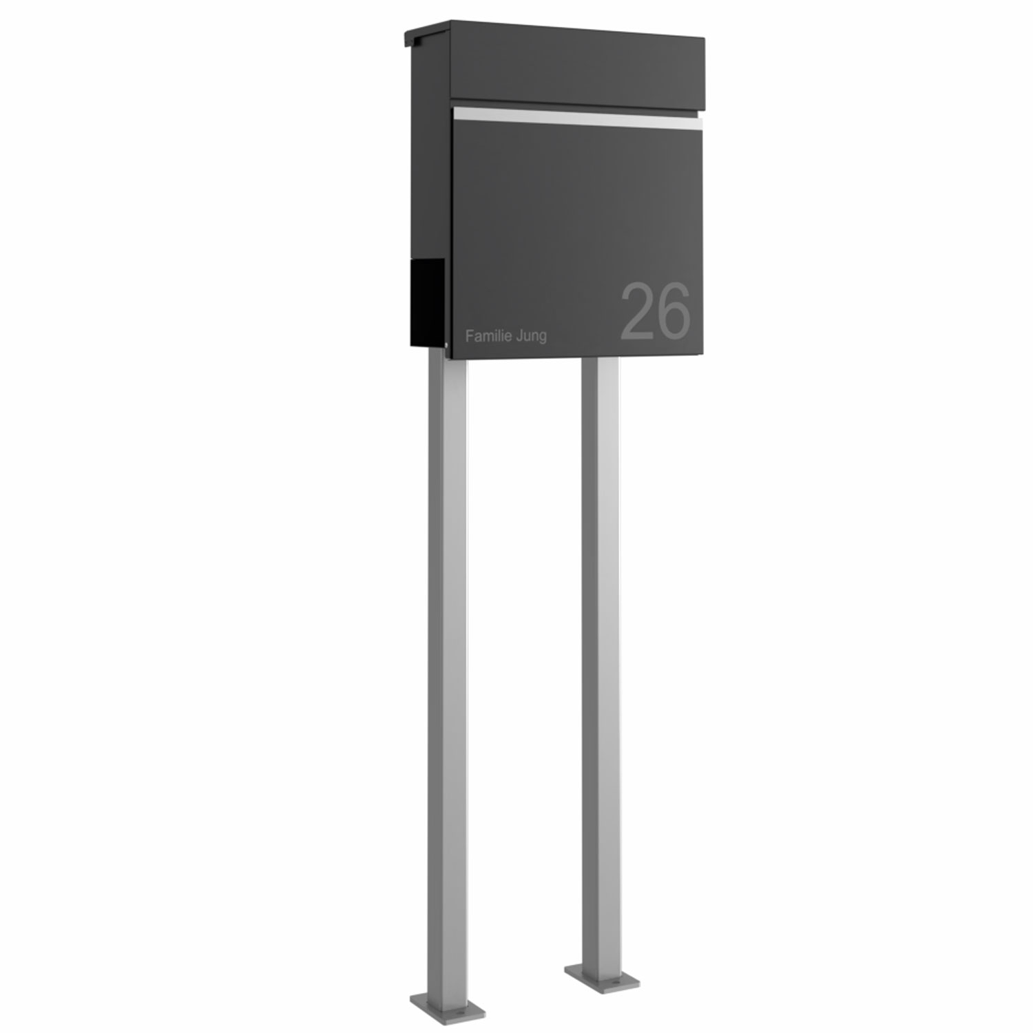 Buzón de suelo KANT Edition con compartimento para periódicos - Diseño 3 - RAL 9005 negro azabache