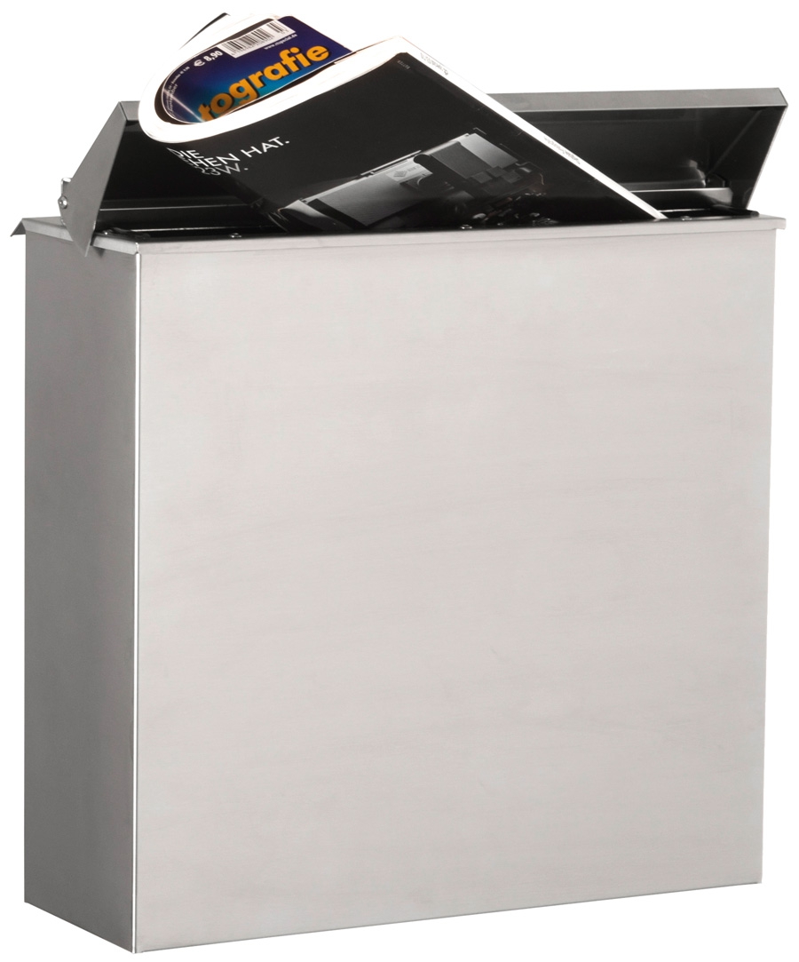 Edelstahl Standbriefkasten mit Zaunbriefkasten HESSE 308 - Entnahme rückseitig Edelstahl Standbriefkasten mit Zaunbriefkasten HESSE 308 - Entnahme rückseitig