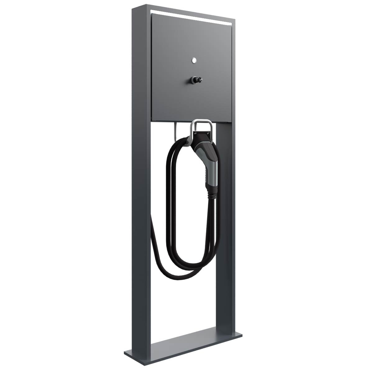 Charging pole Goethe LIB BASIC Charge 1X - LED design element - 11kW/16A with type 2 charging cable Charging pole Goethe LIB BASIC Charge 1X - LED design element - 11kW/16A with type 2 charging cable