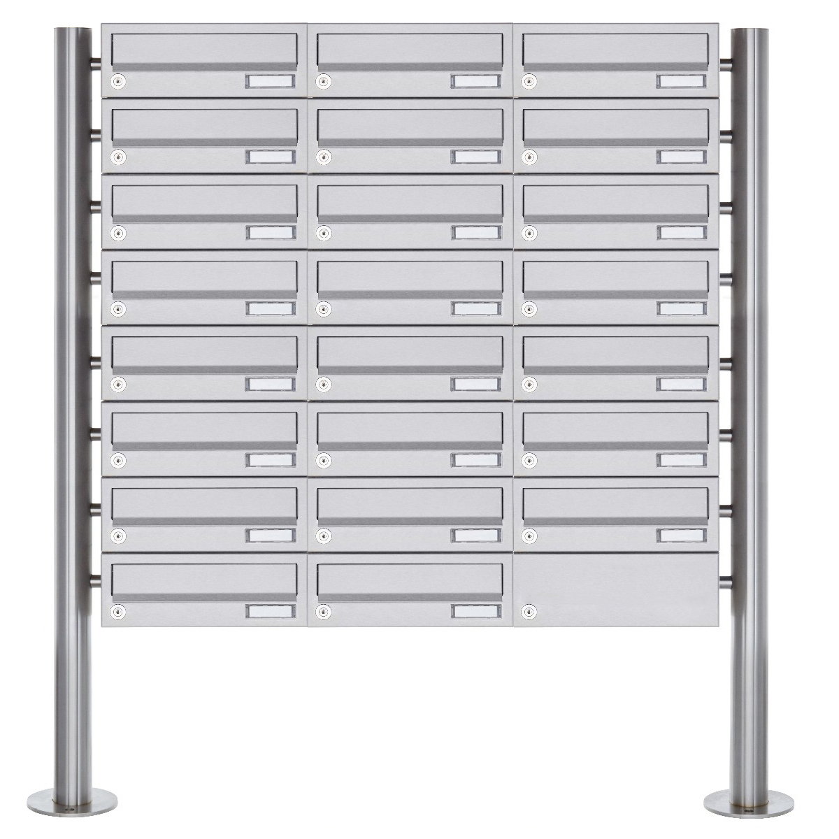 23er Briefkastenanlage freistehend Design BASIC 385-VA ST-R - Edelstahl V2A, geschliffen