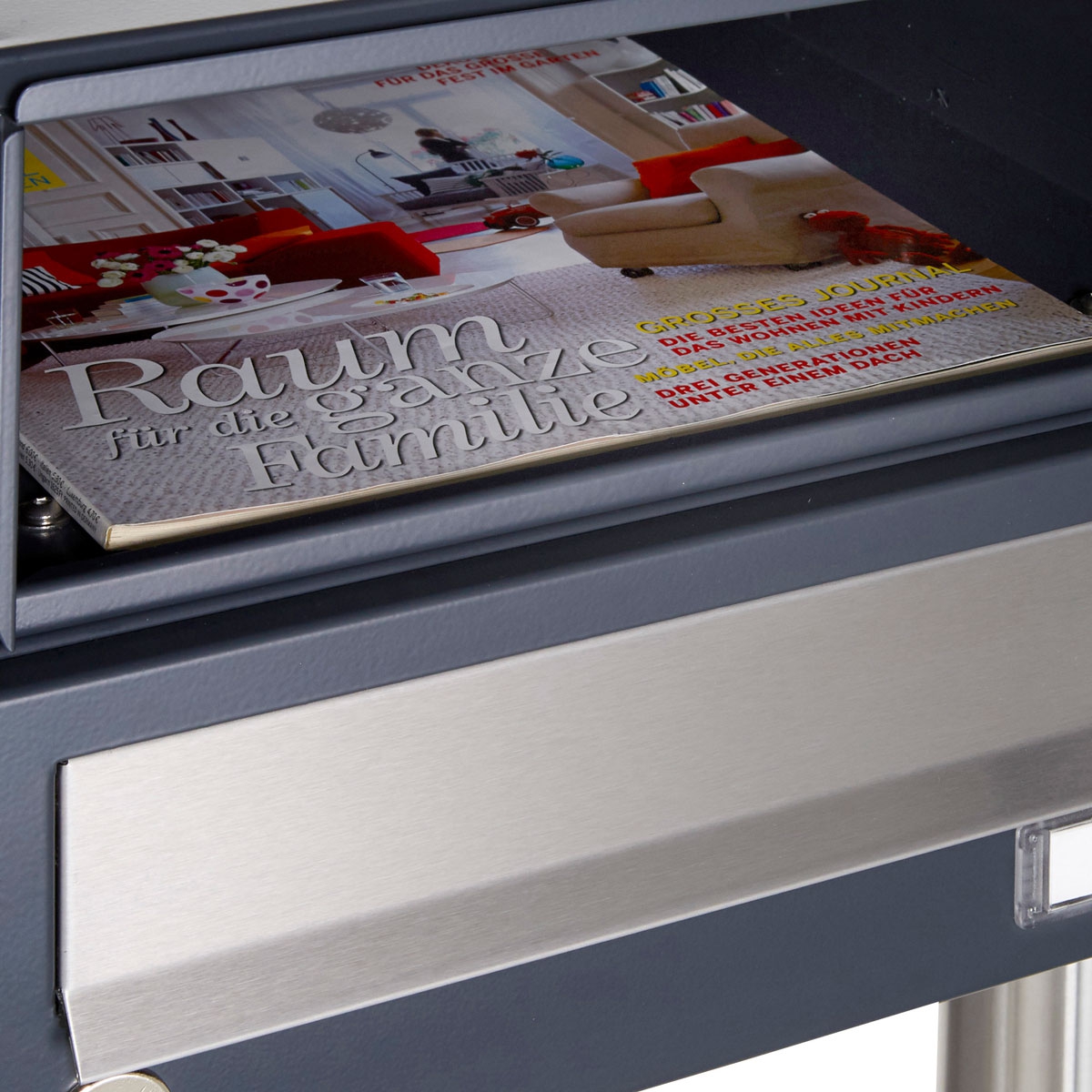 1 free-standing letterbox system Design BASIC Plus 385XP ST-T - stainless steel RAL of your choice