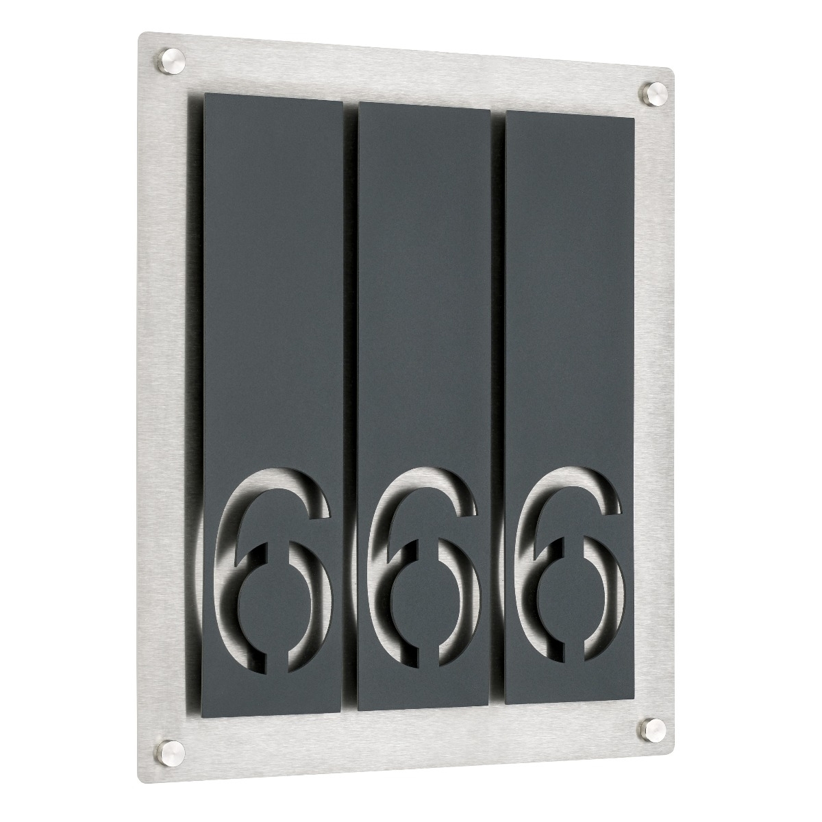 190e24a710d7bc9e0a7857fa734035647d277d6c House number PREMIUM Design 691 - Base plate stainless steel - House number RAL colour- 3 digits