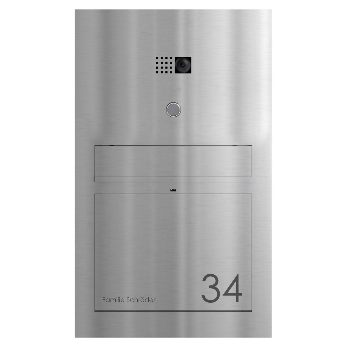 Design flush-mounted letterbox GRIMM - polished stainless steel with COMELIT Ultra - VIDEO set