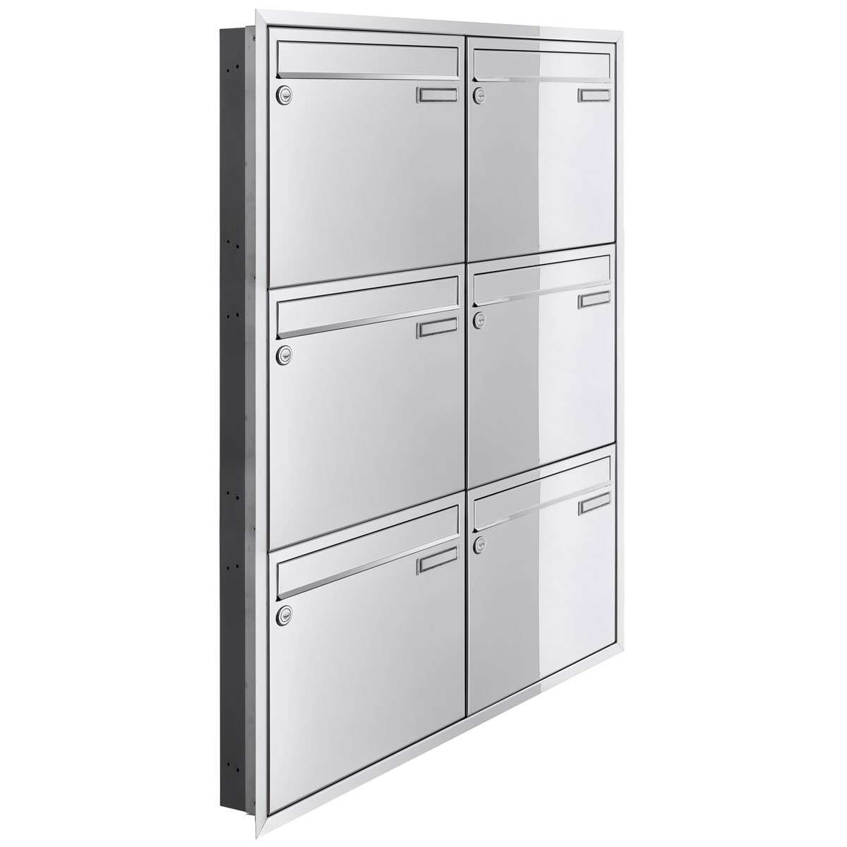 6 pcs 2x3 flush-mounted letterbox system CLASSIC 534C - polished stainless steel similar to chrome - 6 party 6 pcs 2x3 flush-mounted letterbox system CLASSIC 534C - polished stainless steel similar to chrome - 6 party